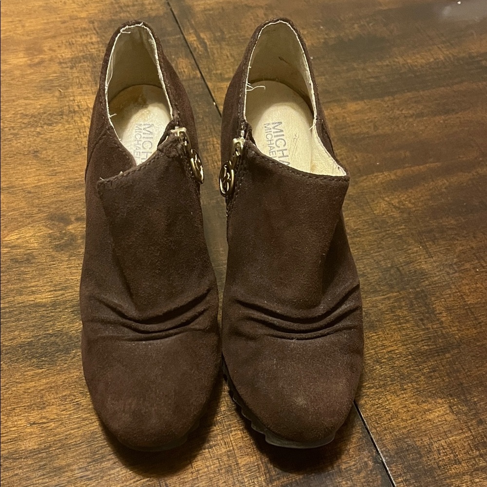 Michael Kors Dark Brown Suede Wedge Booties - Picture 2 of 13
